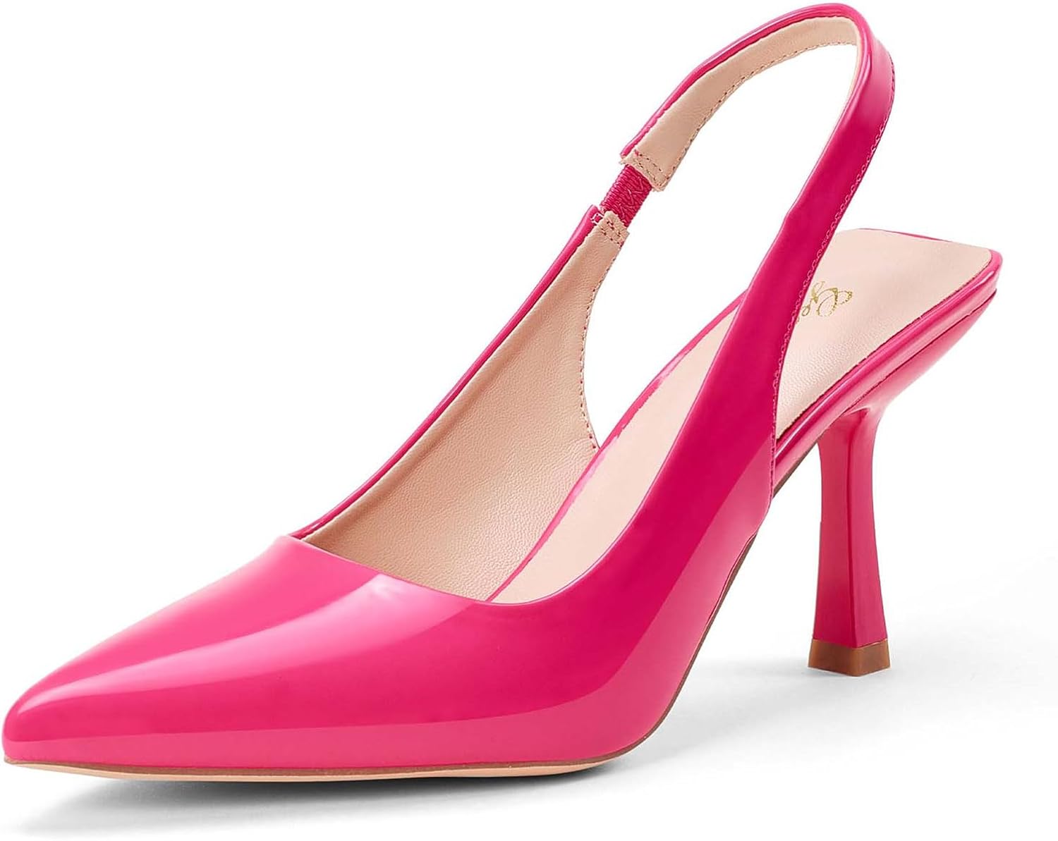 GENSHUO Women's Slingback Kitten Heel Pointed Toe Pumps