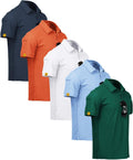ZITY Mens Polo Shirt 5 Pack Short Sleeve Moisture-Wicking - Summer