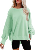 Nirovien Womens Oversized Crewneck Sweatshirt with Side Slit