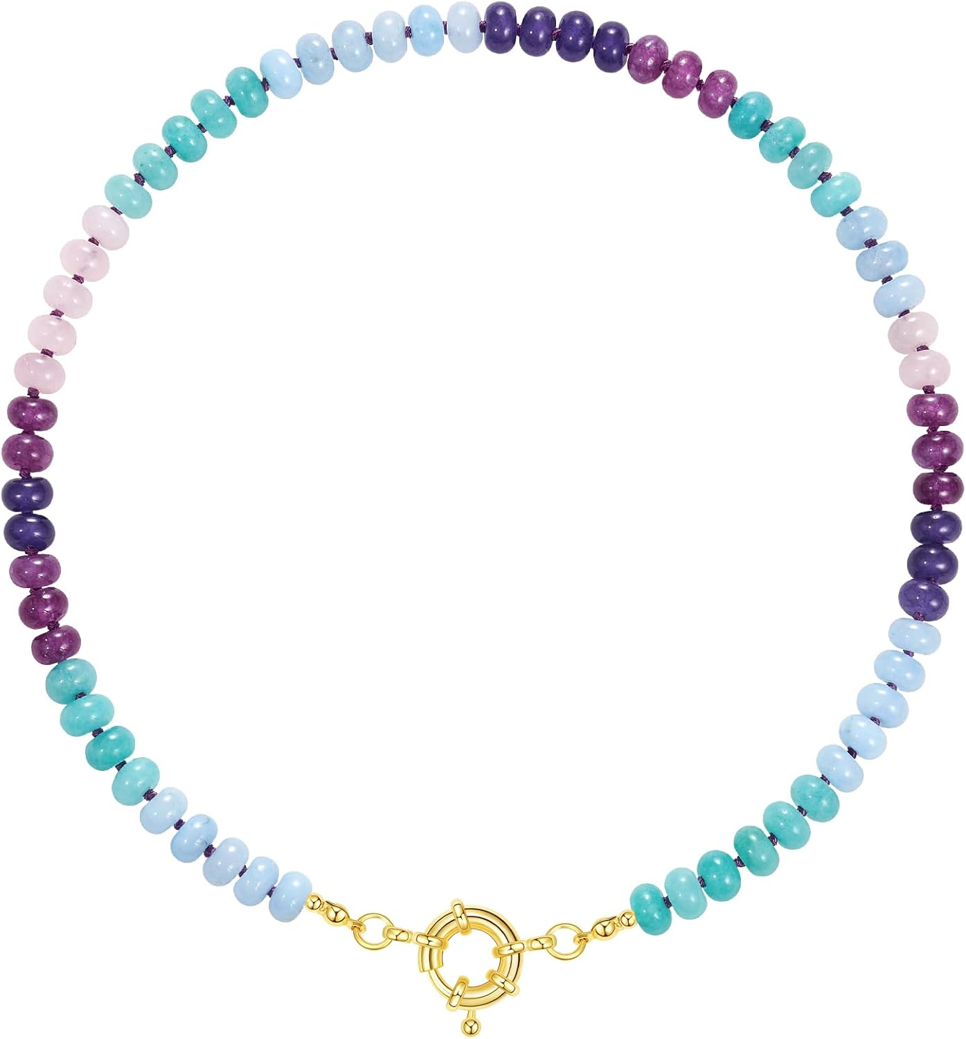 KissYan Beaded Gemstone Necklace for Women, Colorful Boho Style