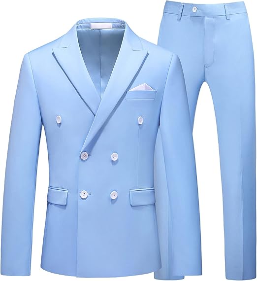 MOGU Mens 2 Piece Double Breasted Suit for Wedding and Prom