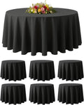 6 Pack 120 in Black Round Tablecloths - Durable Decorative Covers