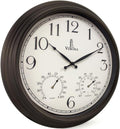 Outdoor Clocks for Patio 18 in Waterproof Clock with Thermometer