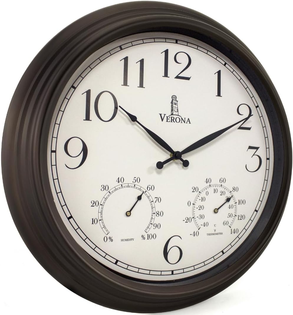 Outdoor Clocks for Patio Large Waterproof with Thermometer