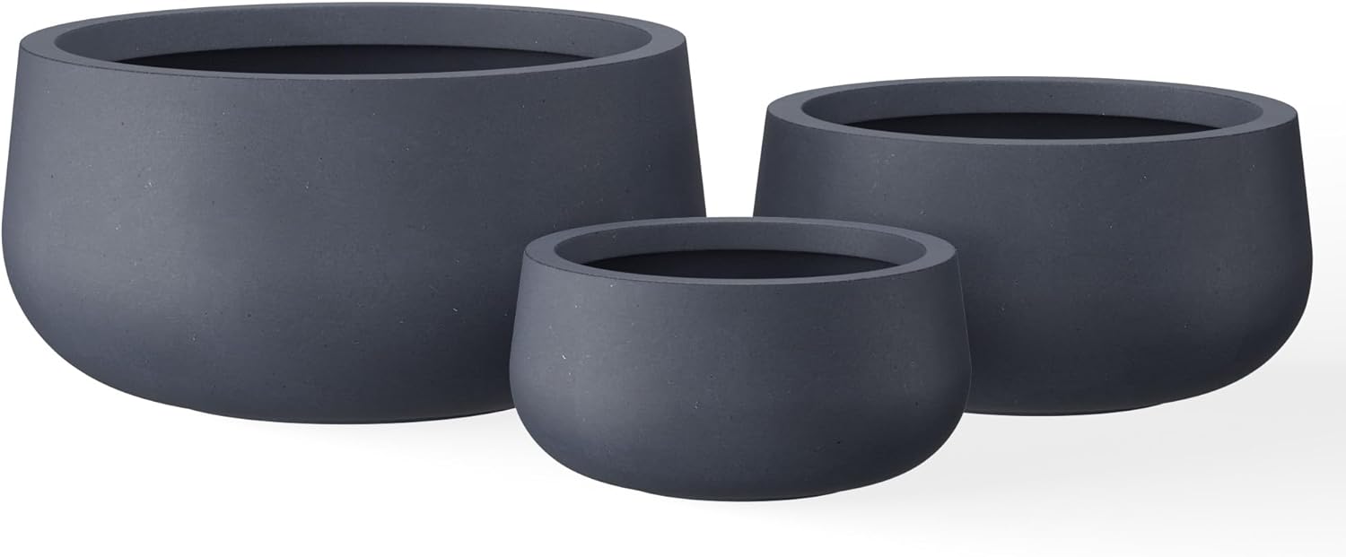 Kante Round Concrete Planters Set of 3 for Indoor Outdoor Use