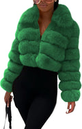 Faux Fur Cropped Jacket Puffer - Warm Fluffy Teddy Coat closure
