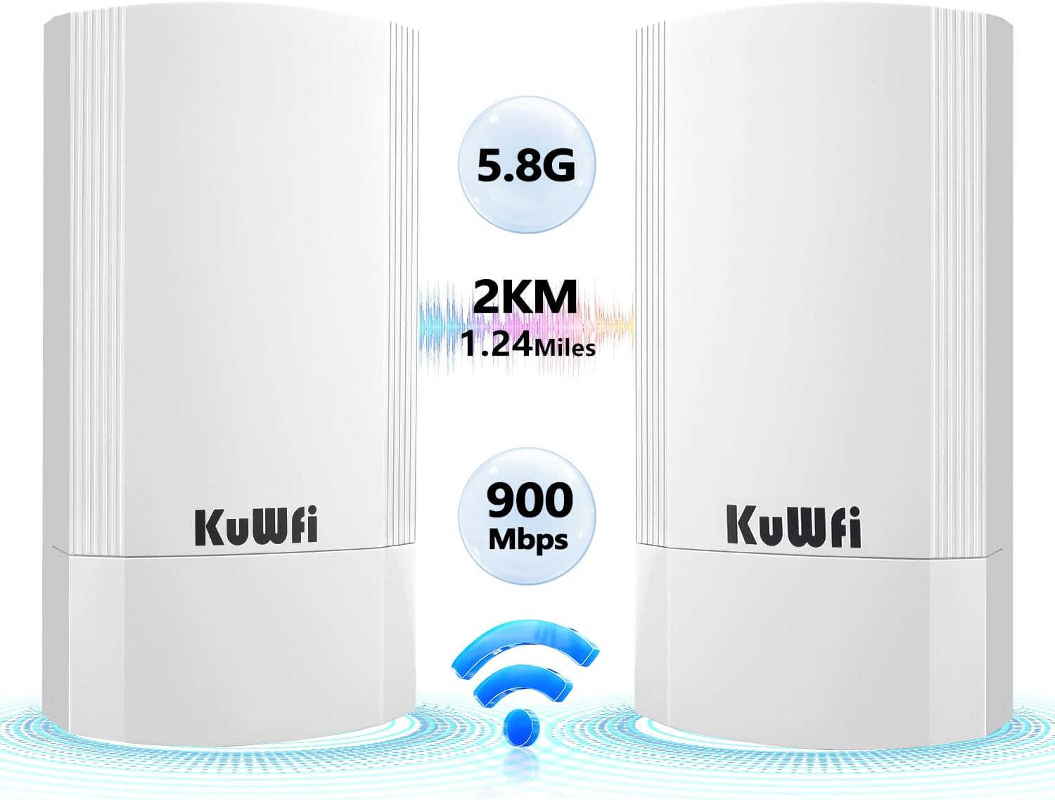 KuWFi 5.8G Point to Point Outdoor WiFi Bridge for 2KM Range