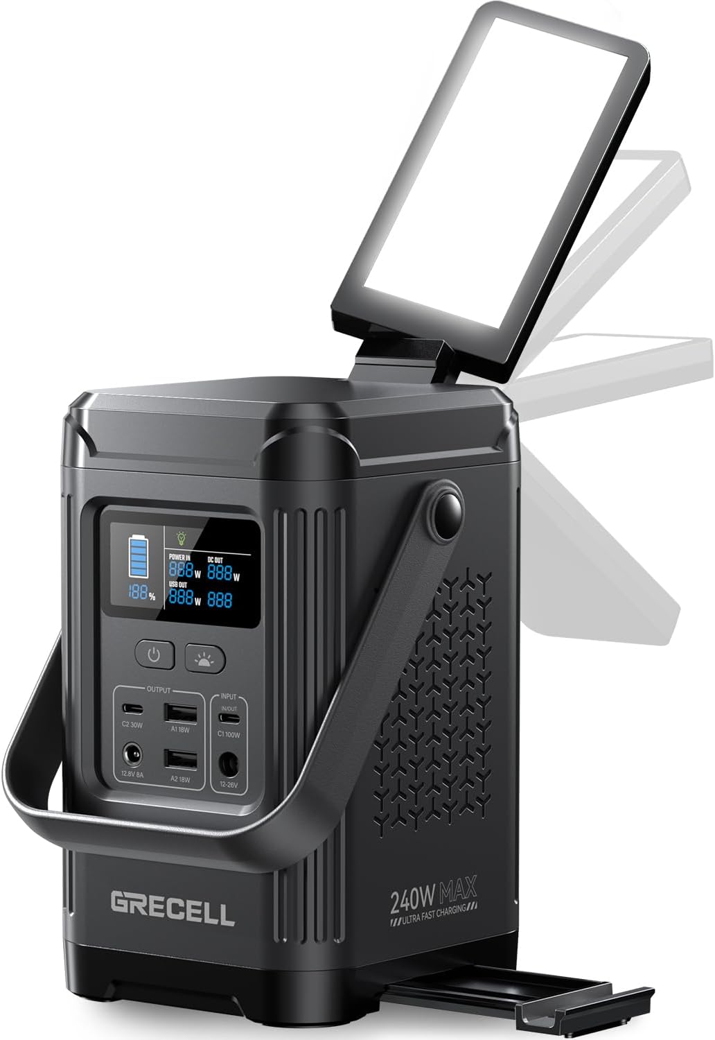 GRECELL 240W Portable Power Station - Dual Way 100W PD for Outdoors