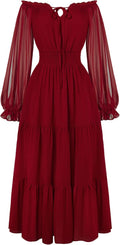 Scarlet Darkness Women Renaissance Off Shoulder Smocked Maxi Dress