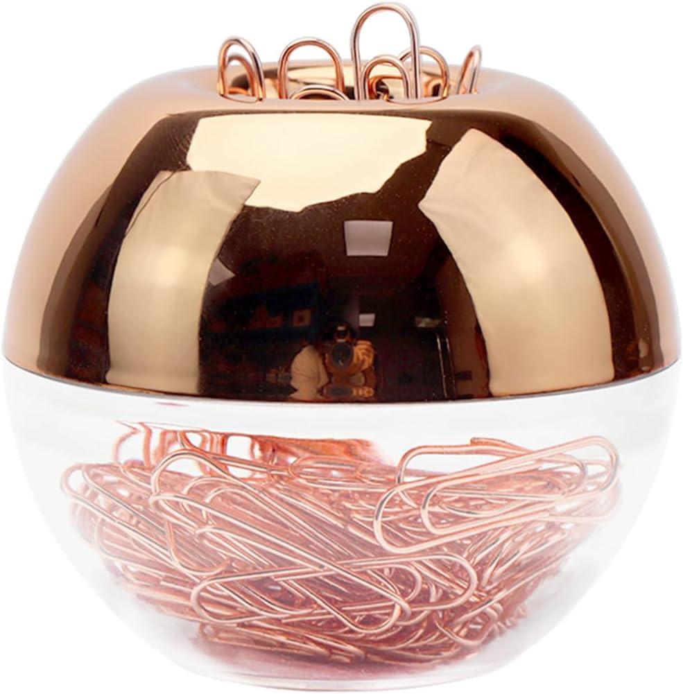 Rose Gold Magnetic Paper Clip Holder Set
