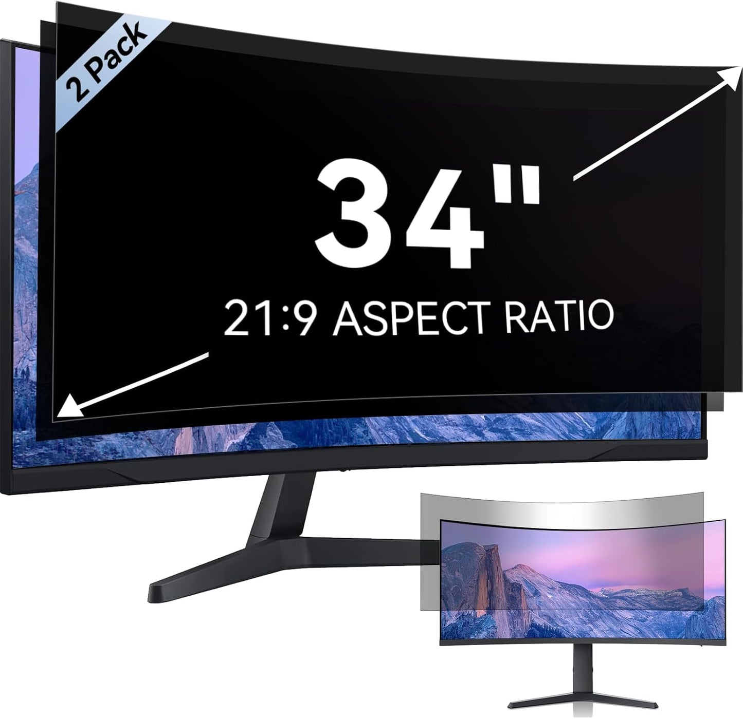 34 Inch Computer Privacy Screen for Widescreen Monitors - 2-Pack
