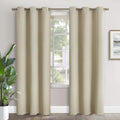 Beige Room Darkening Curtains 84 in - Thermal Insulated Grommet Panels