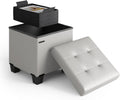 Storage Ottoman Cube with Small Bin 16-in Square Ottoman - Compact