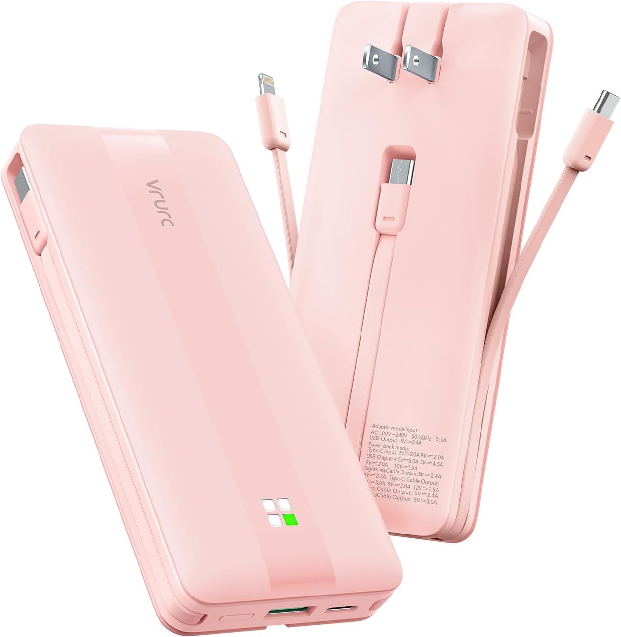 Fast Charge Anywhere: VRURC 22.5W Power Bank - 10000mAh Pink