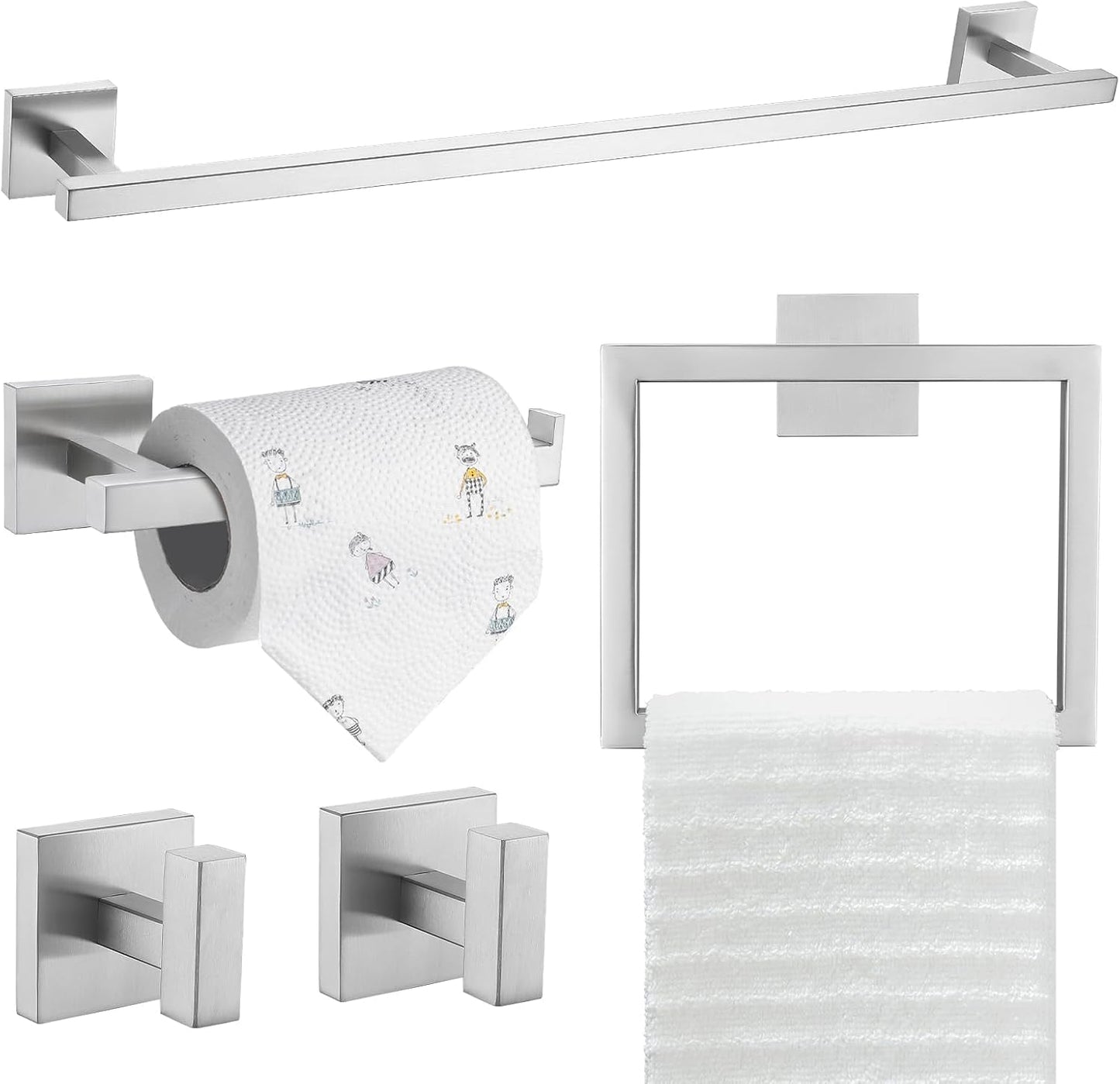 TQKAG 5-Piece Bathroom Hardware Set for Modern Spaces