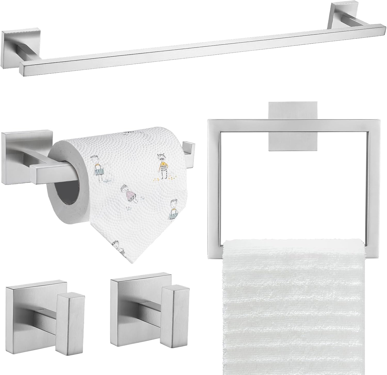 TQKAG 5-Piece Bathroom Hardware Set for Modern Spaces