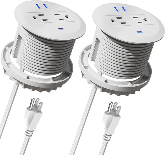 2PCS 3 Inch Desktop Power Grommet with Fast Charging Station