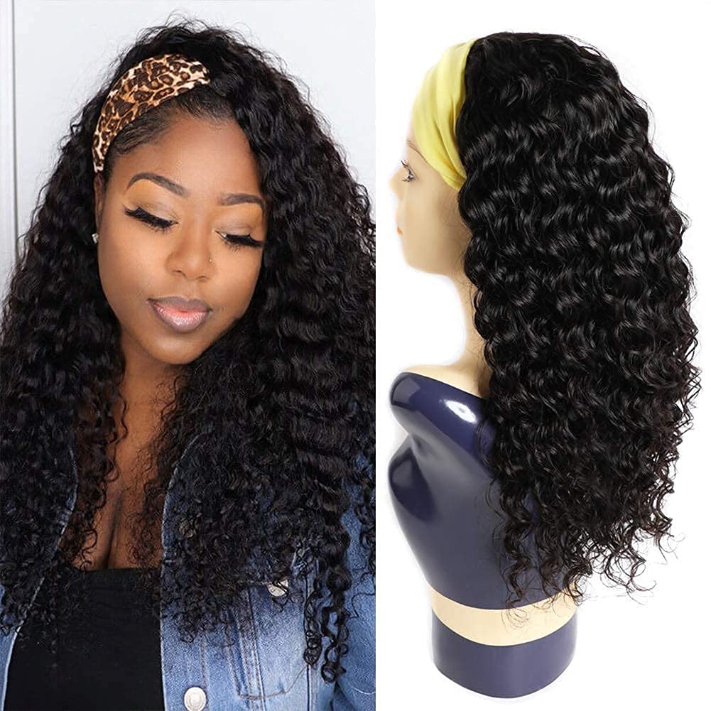 Deep Wave Headband Wig for Black Women - 14 Inch Curly Style