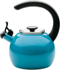 Circulon Enamel on Steel Whistling Teakettle 2 Quart - Turquoise Blue