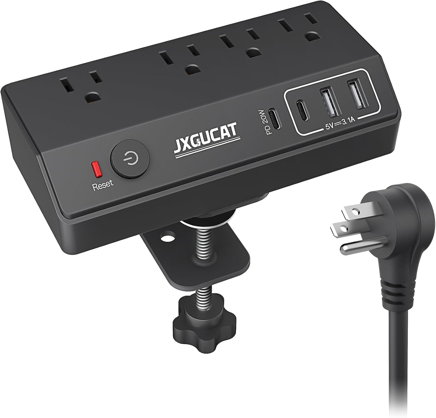 10ft Desk Clamp Power Strip, Fast Charging PD USB C, Surge Protector with 4 Outlets & USB Ports
