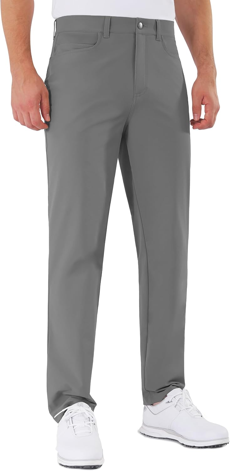 Mens Golf Pants Stretch 5 Pocket Classic Fit Quick Dry Trousers