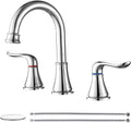 Chrome Bathroom Faucet 3 Hole 8 in Widespread - Smart Dual Handle