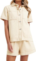Summer Denim Set for Women - 2-Piece Casual Boxy Shirt & Shorts
