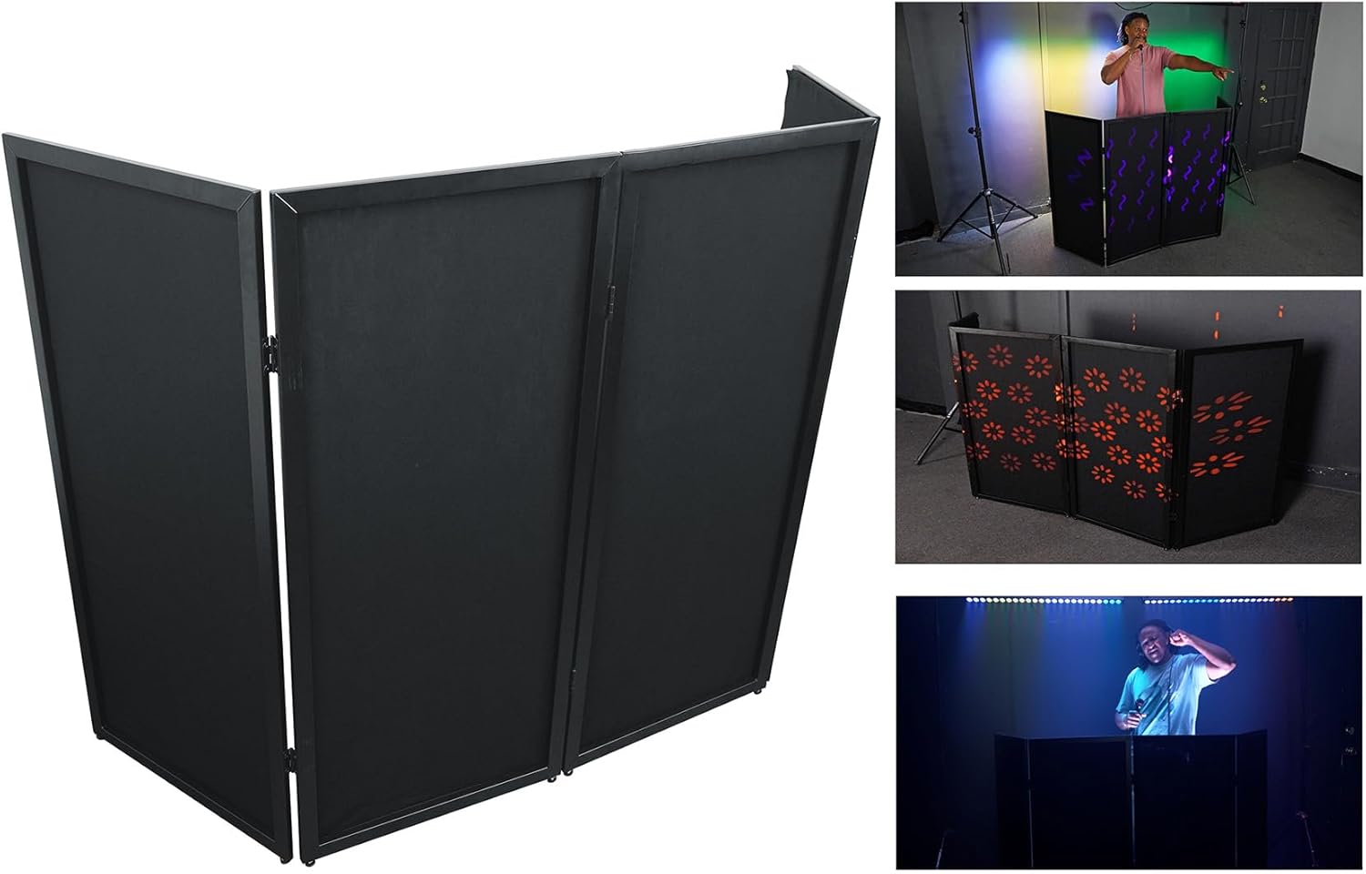 Rockville RFSSB Black DJ Event Facade with Built-In Scrim