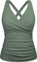 Women Underwire Tankini Top Twist V Neck for Big Busted Support