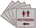 Light Grey Burgundy Square Restrooms Left Arrow Sign - Large 5 Pack