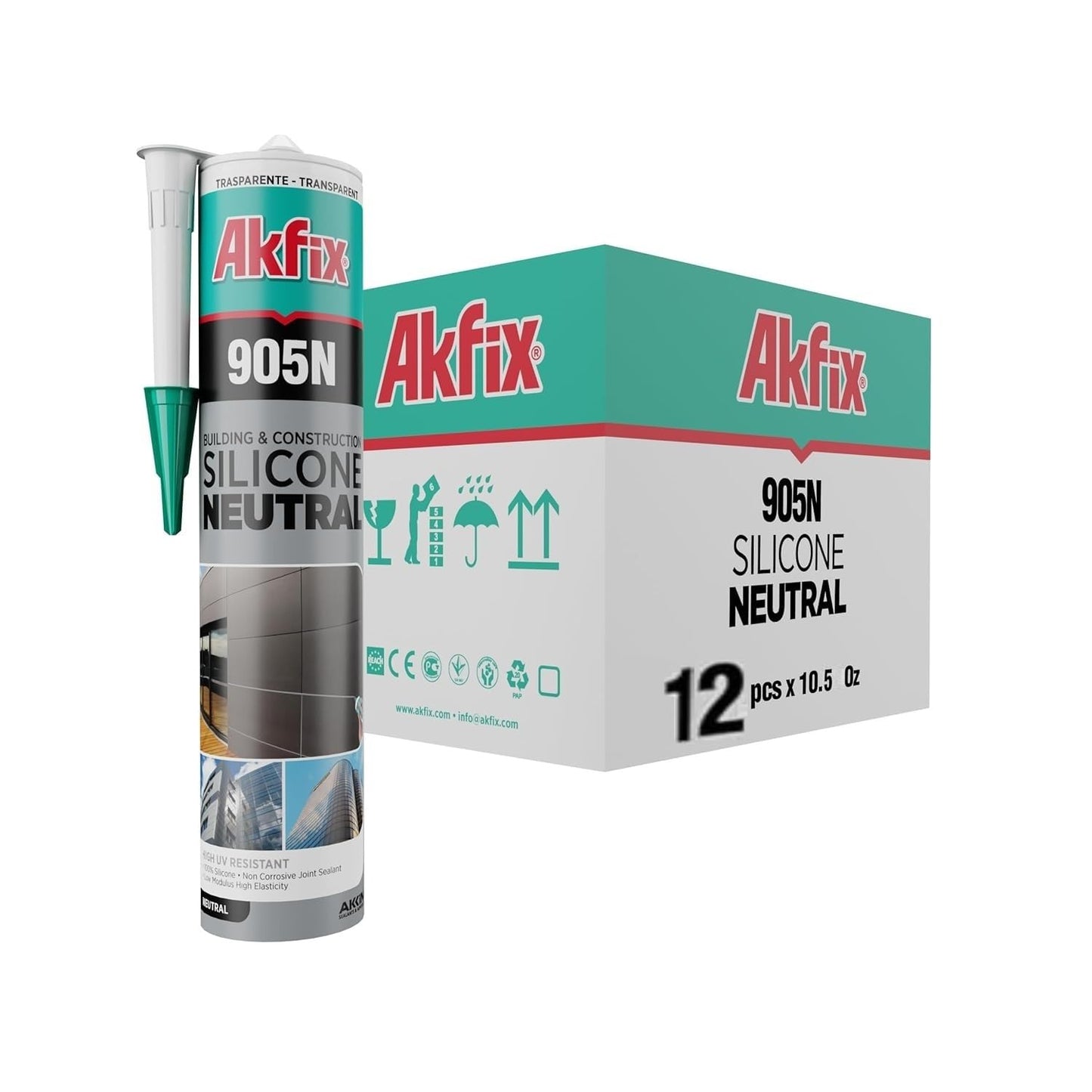 Akfix 905N Clear Silicone Caulk - Fast Curing, Flexible Sealant