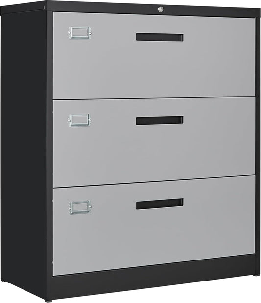 Letaya File Cabinet with Lock - Durable 3 Drawer Metal Storage