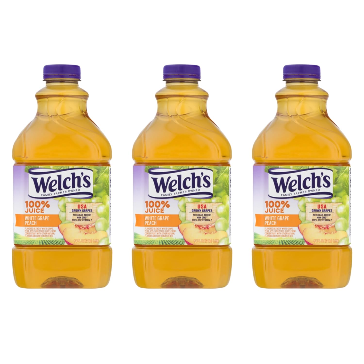 Welch's 100% Juice White Grape Peach 3 Pack for Refreshing Taste