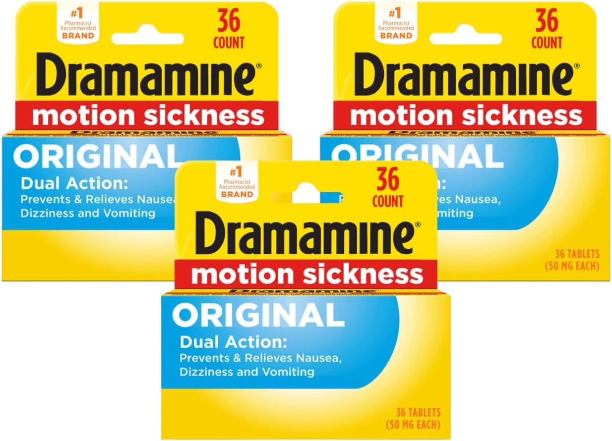 Dramamine Original Formula Motion Sickness Relief Tablets 3 Pack