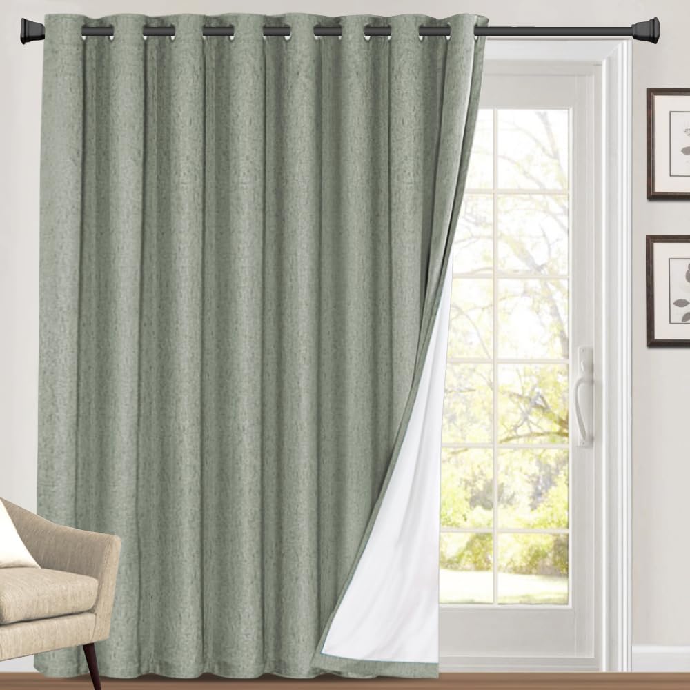 PrinceDeco Blackout Sliding Glass Door Curtain for Extra Wide Doors