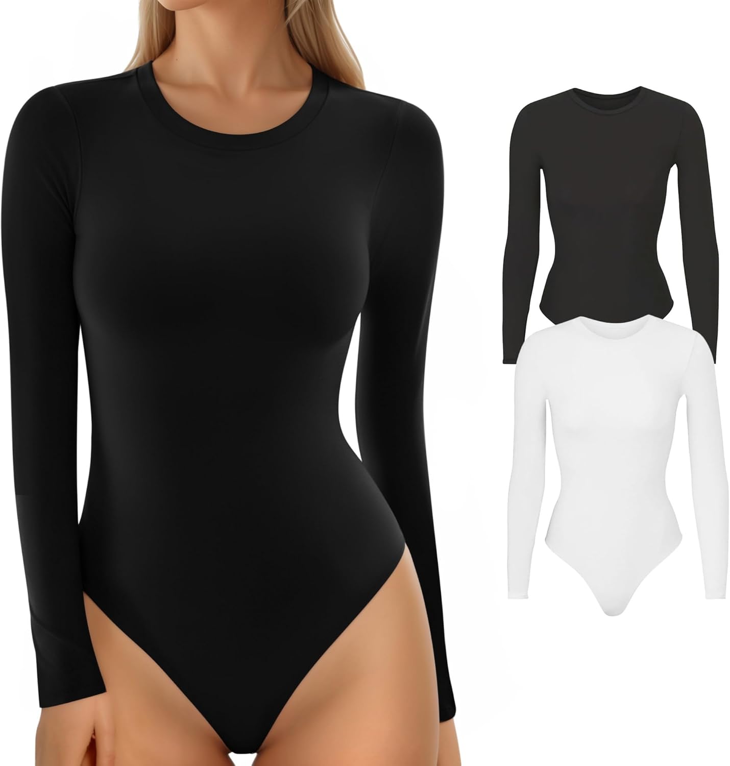 MANGOPOP Women's Crew Neck Bodysuit for Trendy Comfort