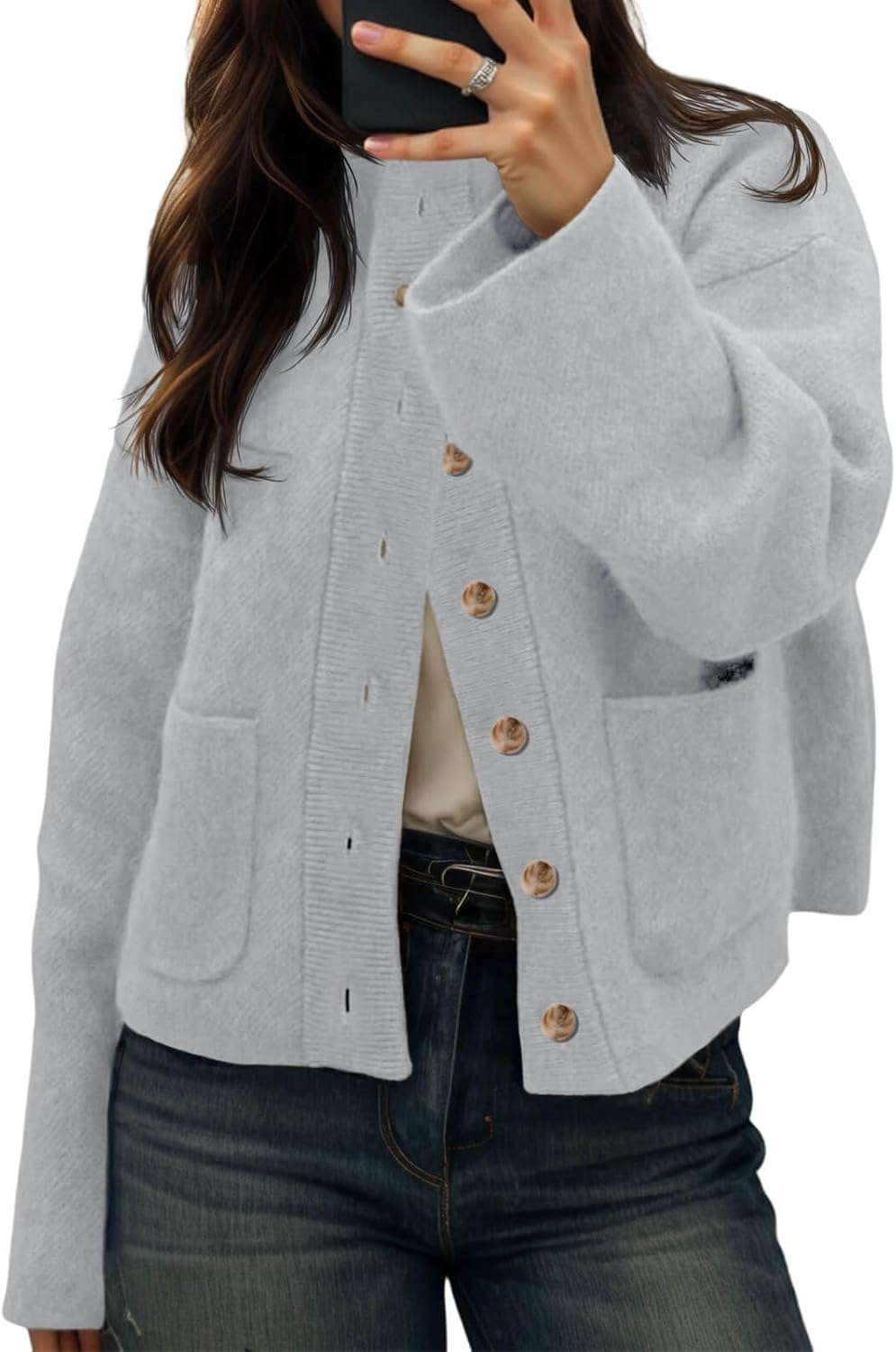 Cicy Bell Womens Chunky Knit Cardigan for Cozy Winter Style