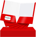Seajan 100 Pack Red 2-Pocket Letter Size Paper Folders - Bulk School