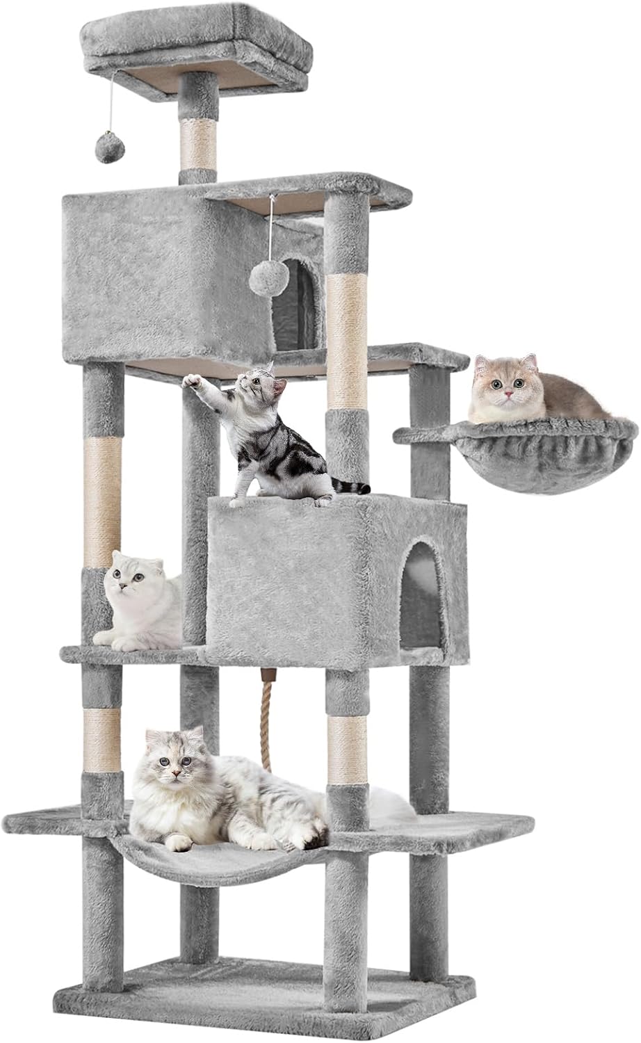 66 inch Multi-Level Cat Tree Tower for Indoor Cats and Kittens