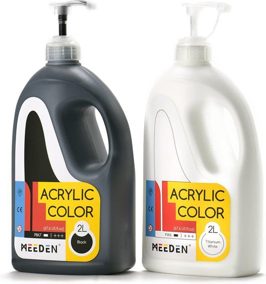 MEEDEN Titanium White & Black Acrylic Paints for Art Projects