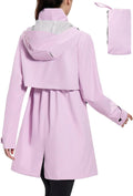 Women's Long Packable Rain Coat - Waterproof Trench Style