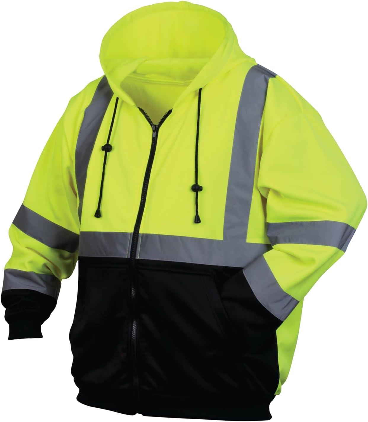 Pyramex Safety RSZH32 Series Hi-Vis Lime Zipper Sweatshirt