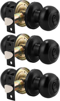 Probrico 3 Pack Round Privacy Door Knob for Bedroom and Bath