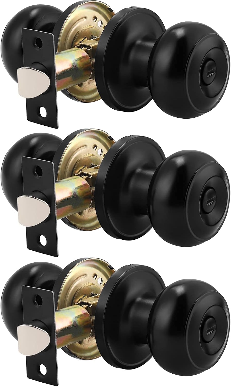 Probrico 3 Pack Round Privacy Door Knob for Bedroom and Bath