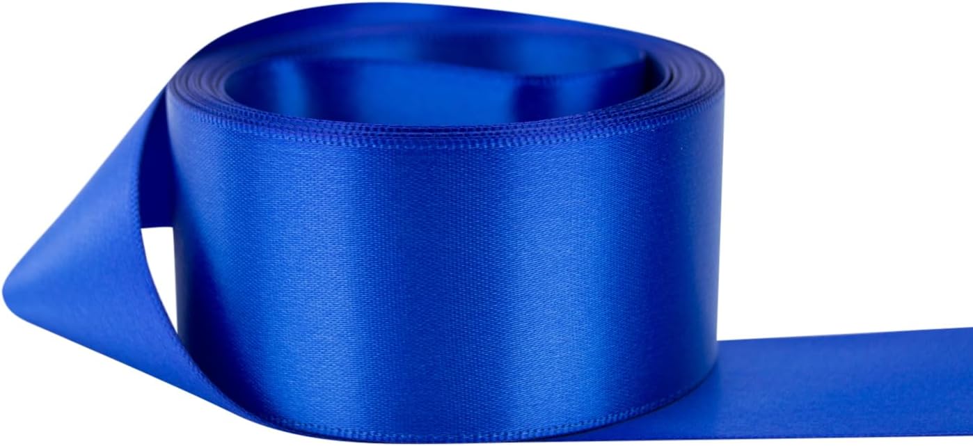 Ribbon Bazaar Double Faced Satin 4 in Royal Blue for Crafts