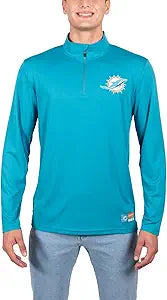 Ultra Game NFL Men's Super Soft Quarter Zip Long Sleeve T-Shirt