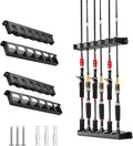 Fishing Rod Holder Vertical Wall-Mounted 2-Pack - Stores 12 Rods