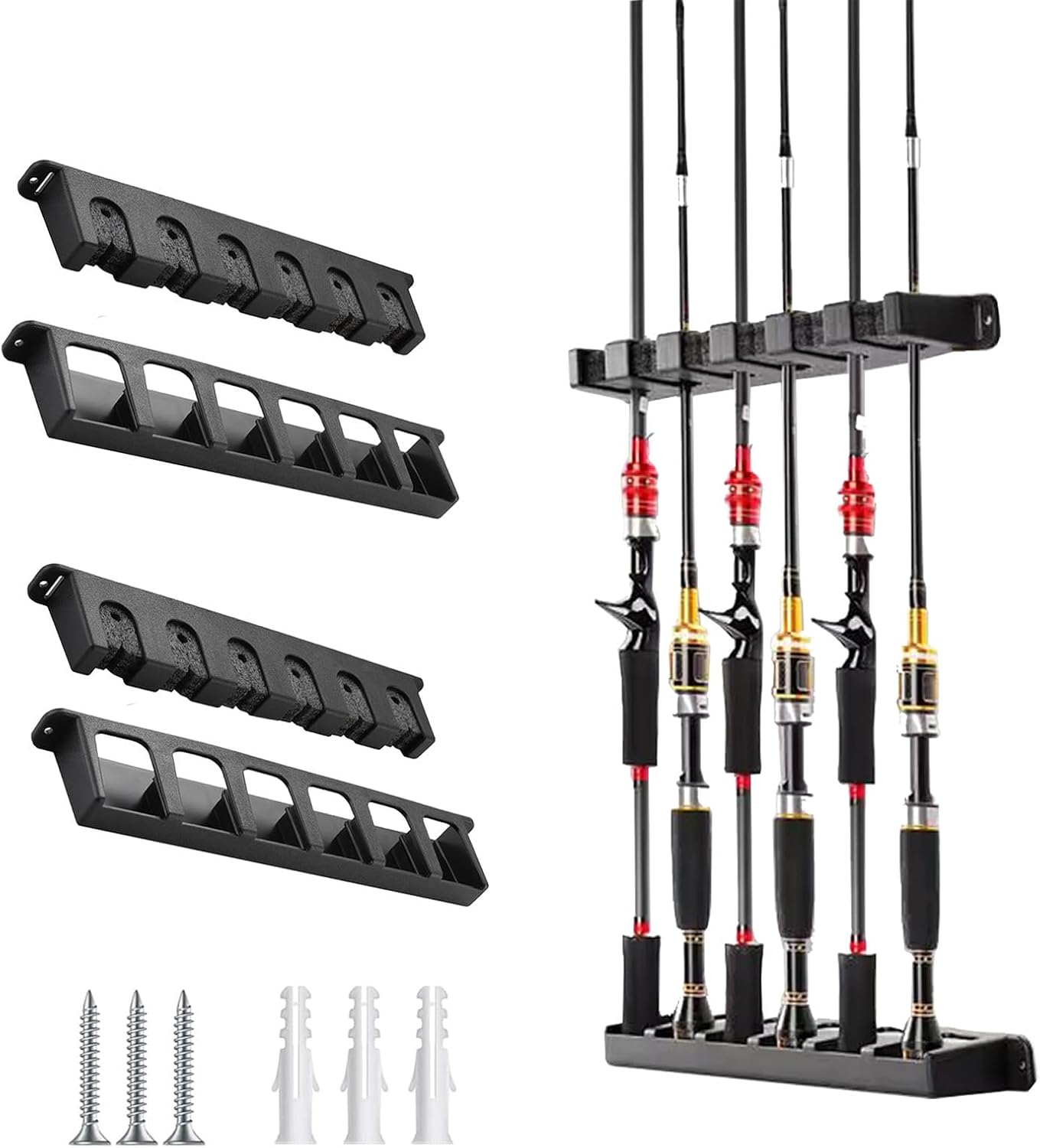 Vertical Wall-Mounted Fishing Rod Holder - Store 12 Rods Easily!