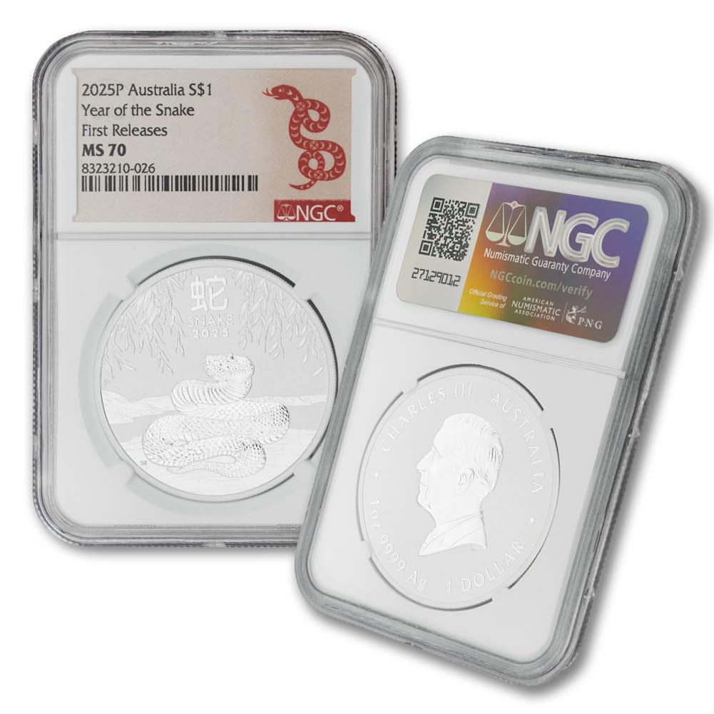 2025 P 1 oz Silver Australian Lunar Series III Snake Coin MS-70
