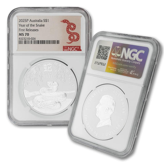 2025 P 1 oz Silver Australian Lunar Series III Snake Coin MS-70
